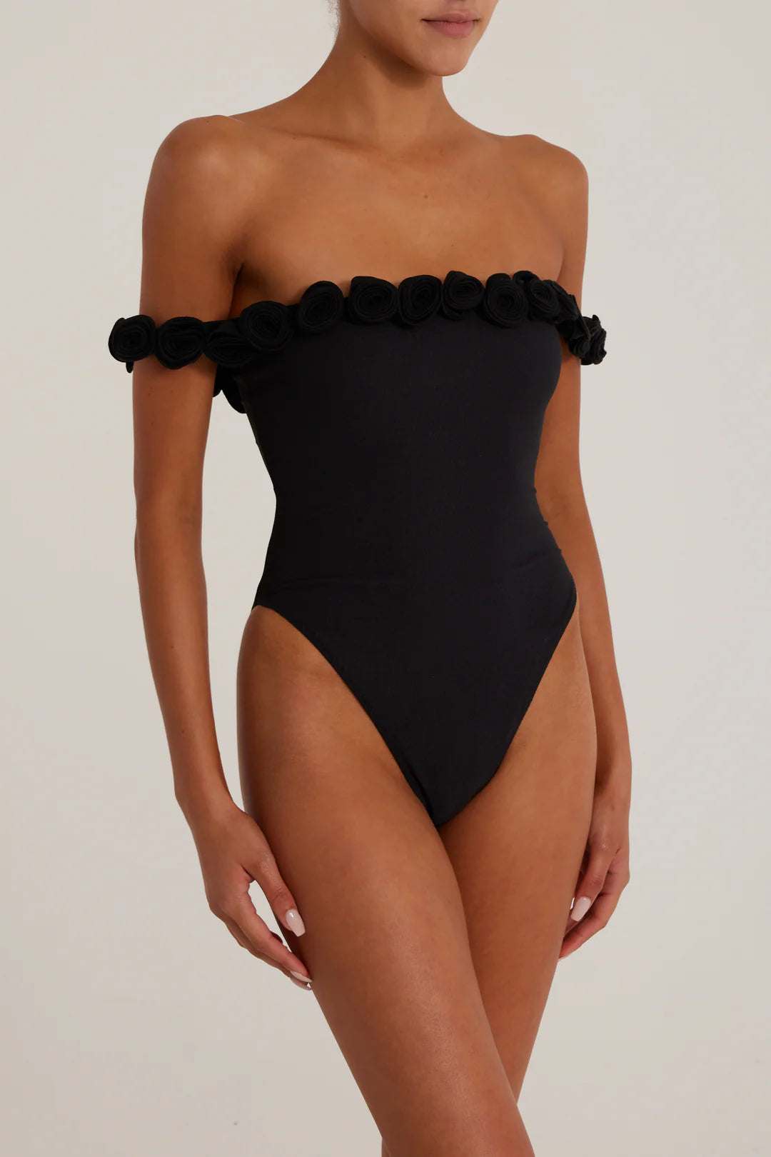 Maiô Rosé Off-Shoulder - Preto Dark